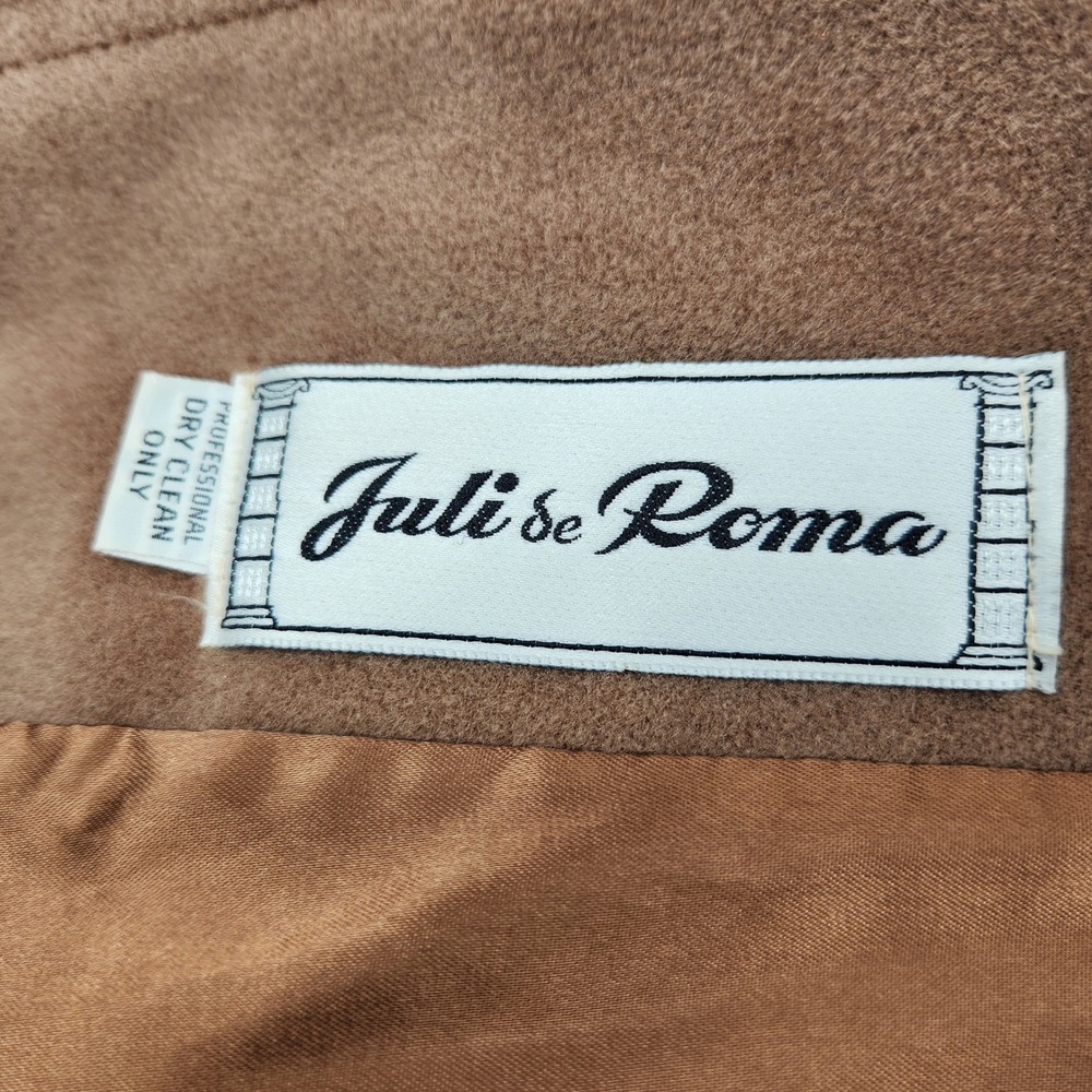 Juli de Roma Vintage Brown Kajmir Car Coat Faux Cashmere Mid-Length Jacket Women - Picture 6 of 7